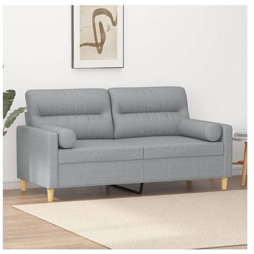 VidaXL Kavč dvosed z blazinami svetlo siv 140 cm blago Slike