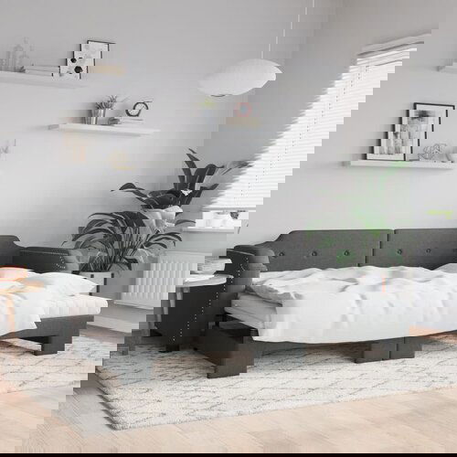  The Living Store Izvlečna dnevna postelja z vzmetnicami siva 100x200 cm blago - Izvlečna Dnevna Postelja, (21509049) Cene