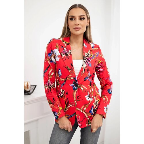Turecki Printed cotton jacket with a button raspberry Cene