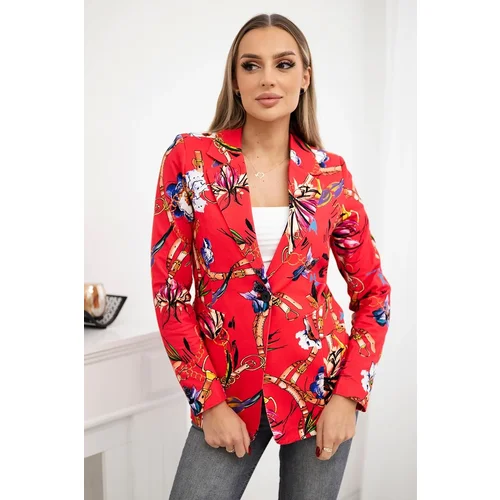 Turecki Printed cotton jacket with a button raspberry