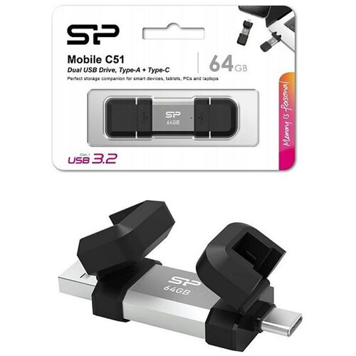SiliconPower SP USB 3.2 FLASH DRIVE GEN1, MOBILE C51 64GB SILVER Cijene