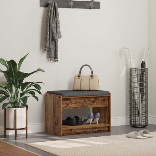  Klupa za hodnik s jastukom s policom Staro drvo 63 x 38 x 45 cm Cene