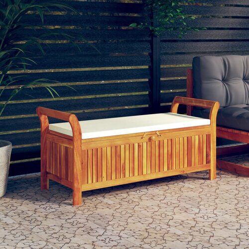 The Living Store Vrtna klop za shranjevanje z blazino 126 cm trden akacijev les - Vrtna Klop Za Shranjevanje, (21478485) Cene