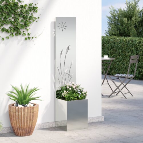 VidaXL Vrtni Sadič s Dekorativnom Pločom Srebrna 32 x 140 cm Slike