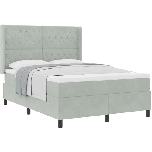 vidaXL Box Spring postelja z vzmetnico svetlo siva 140x190 cm žamet Cene