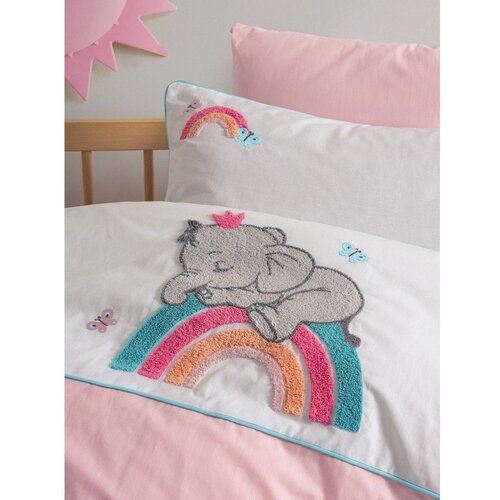 Lessentiel Maison lucky - pink pinkwhite ranforce baby quilt cover set Slike