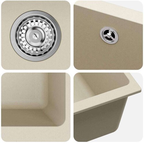  Lavabo - Umivaonik Bež 430 x 460 mm 80% kvarc i 20% smola Slike