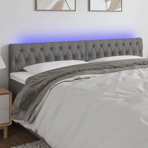 vidaXL LED posteljno vzglavje temno sivo 180x7x78/88 cm blago