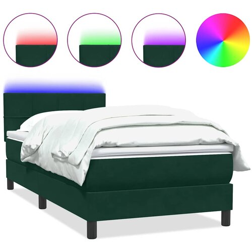 Box Spring krevet s madracem i LED tamnozeleni 80x220 cm bar&amp;scaron;un Slike