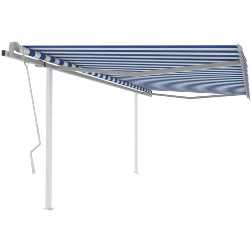VidaXL Ročno zložljiva tenda s stebrički 4x3 m modra in bela Slike