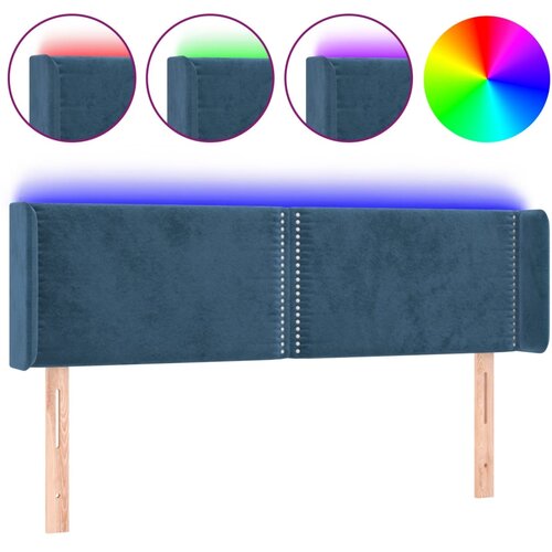 vidaXL LED posteljno vzglavje temno modro 147x16x78/88 cm žamet, (20951699) Cene