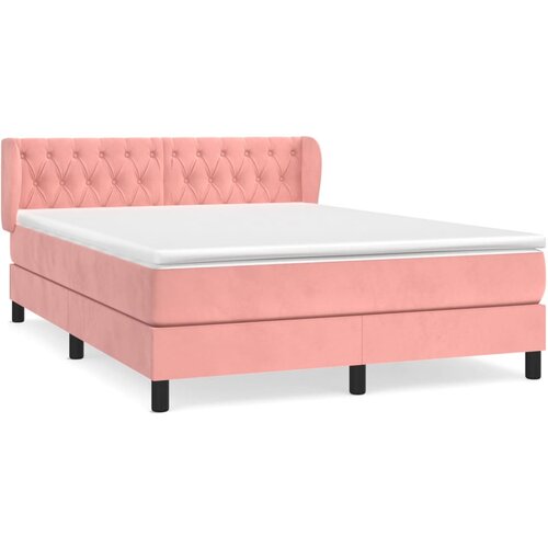 VidaXL Box spring postelja z vzmetnico roza 140x190 cm žamet, (20895079) Slike