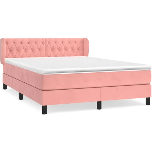 vidaXL Box spring postelja z vzmetnico roza 140x190 cm žamet, (20895079) vidaXL Box spring postelja z vzmetnico roza 140x190 cm žamet, (20895079)