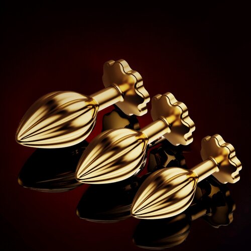 SuperLove Nympho Butt Plugs Set Gold Slike