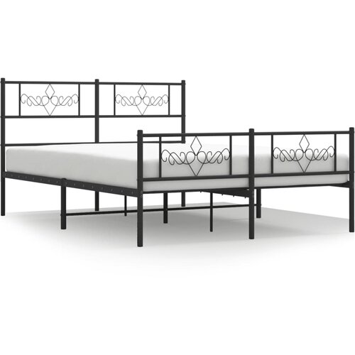 VidaXL Kovinski posteljni okvir z vzglavjem in vznožjem črn 150x200 cm, (20905188) Slike