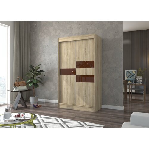 ADRK Klizni ormar BATIA s lakobel staklom 120 cm - SONOMA-OKOLADNI LACOBEL Cene