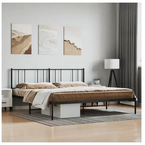 Kovinski posteljni okvir z vzglavjem črn 180x200 cm
