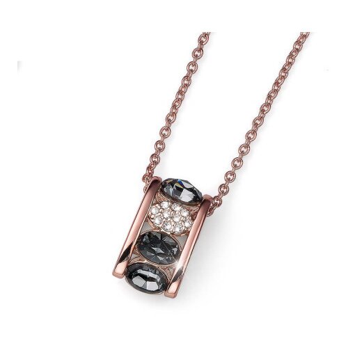 Ženski oliver weber style rosegold silver night lančić sa swarovski crnim kristalnim priveskom ( 11749rg ) Slike