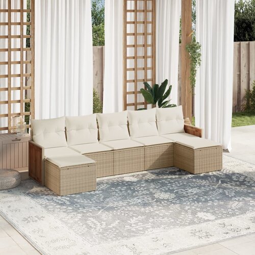 vidaXL 7-dijelni set vrtnih sofa od poliratana s jastucima bež Cijene