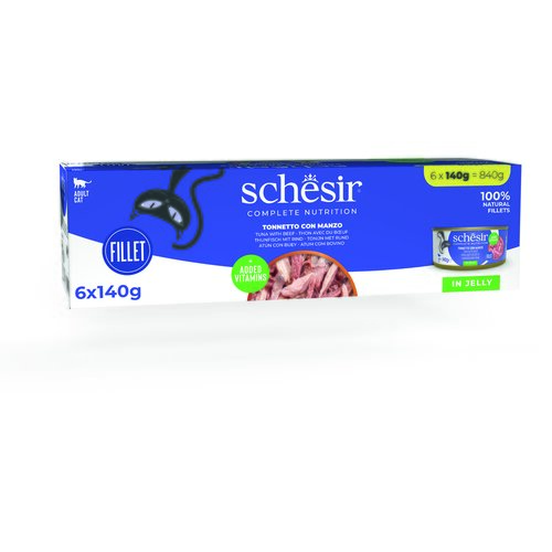  Ekonomično pakiranje Schesir Complete Nutrition fileti u želeu 24 x 140 g - Tuna s govedinom Cijene