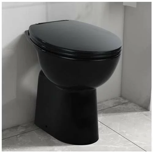  Visoka WC školjka brez roba počasno zapiranje 7 cm višja črna