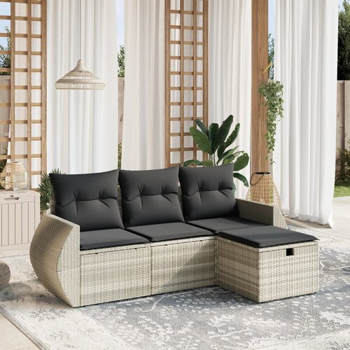 vidaXL 4-dijelni set vrtnih sofa s jastucima svijetlosivi poliratan Cijene