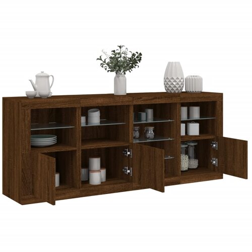 The Living Store Komoda z LED lučkami dimljen rjav hrast 164x37x67 cm - Komoda, (21660952) Cene