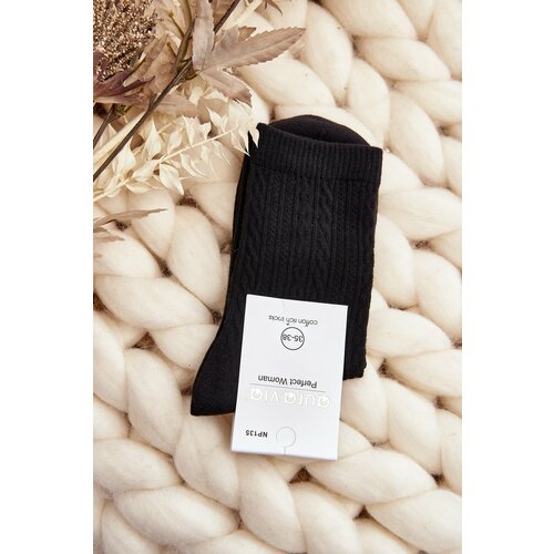 Kesi Women's embossed cotton socks black Cene