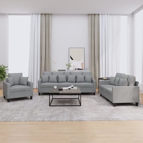  3-dijelni set sofa s jastucima svjetlosivi od tkanine Cijene
