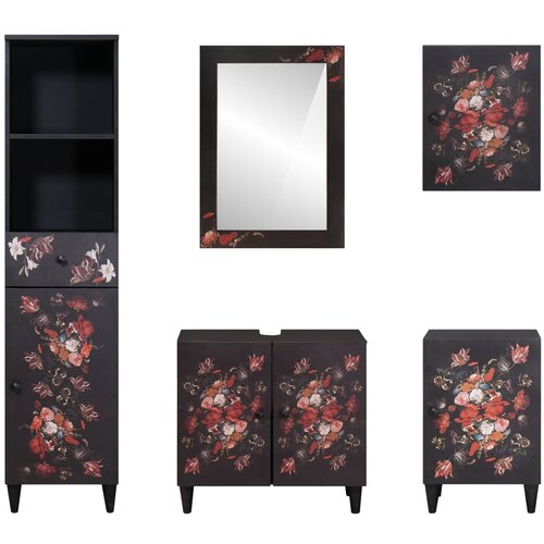  Set ormarića za kupaonicu s ladicama 5 pcs Čvrsto drvo manga Slike