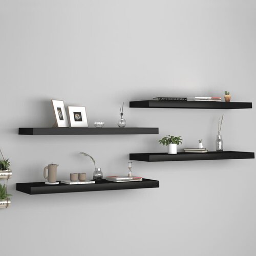 VidaXL plutajuće zidne police 4 kom crne 80 x 23,5 x 3,8 cm MDF Slike