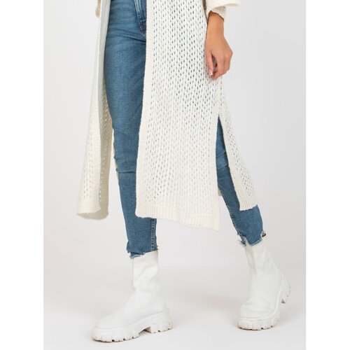 Fashion Hunters Ecru long openwork cardigan with wide sleeves OCH BELLA Slike