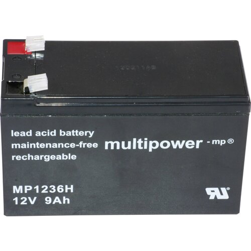 Multipower PB-12-9-6,35 MP1236H svinčeni akumulator 12 V 9 Ah svinčevo-koprenast (ŠxVxG) 151 x 102 x 65mm ploščati vtič, 6,35mm brez vzdrževanja, nizk, (20439214) Cene