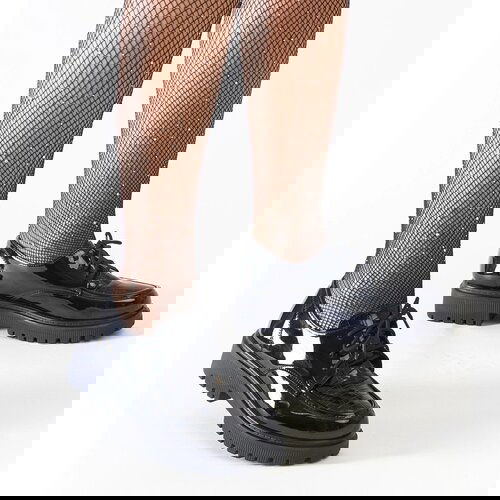 Gemre Black casual lace-up patent leather shoes Eduardana Slike