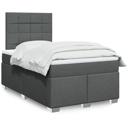 vidaXL Box spring postelja z vzmetnico temno siva 120x200 cm blago Cene