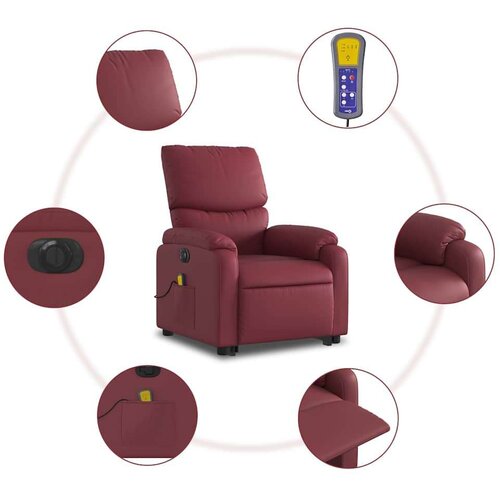 vidaXL Električni masažni naslonjač na podizanje crvena boja vina Cijene