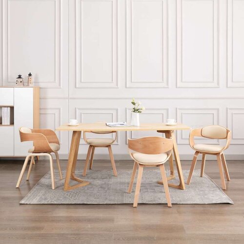  Jedilni stoli 4 kosi ukrivljen les in umetno usnje, (20764069) Cene