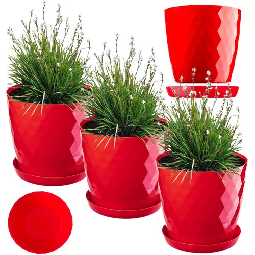 KADAX cvetlični lonec, pokrov za cvetlični lonec, 16 cm, stojalo za rože, rdeča plastika, 3 kosi., (5000353128) Cene