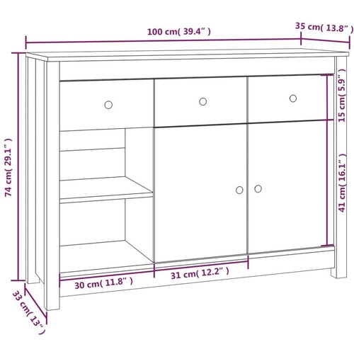 VidaXL komoda smeđa boja meda 100x35x74 cm od masivne borovine Slike