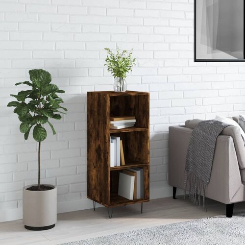 VidaXL Komoda dimljeni hrast 34,5x32,5x90 cm inženirski les Slike