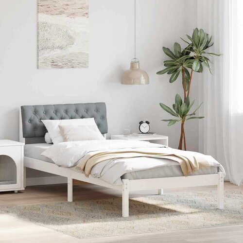 vidaXL Kovinska posteljna konstrukcija Bela in svetlo siva 90 x 190 cm, (5000084753) Cene
