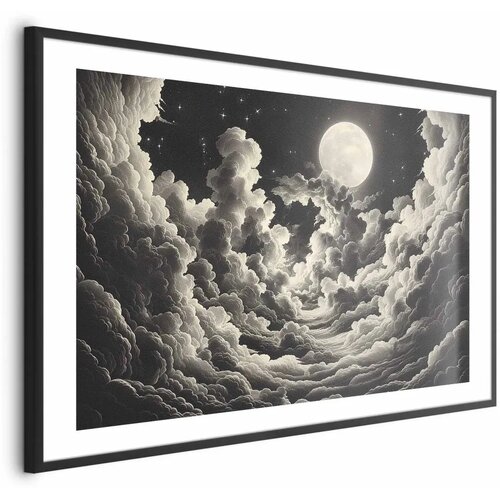  Plakat Moon and Stars Singing Among the Great Clouds 90x60 Crni okvir s margom Cene