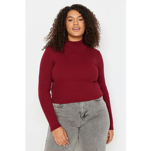 Trendyol Curve Plus Size Sweater - Burgundy - Regular fit