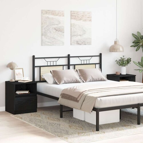 VidaXL Noćni ormarić Set od 2 Crni hrast Drvo 40x40x50 cm Noćni stolić Slike