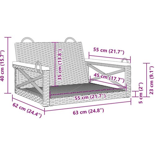 VidaXL Klupa za ljuljanje crna 63 x 62 x 40 cm od poliratana Slike