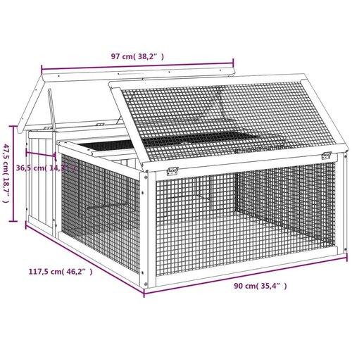 VidaXL Zajčnik mocha 117,5x97x47,5 cm trdna borovina Slike