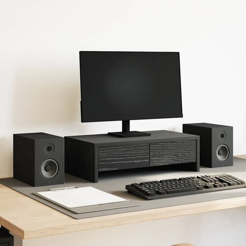  Stalak za monitor s ladicama Crni hrast 50x27x15 cm Konstruirano drvo Cijene
