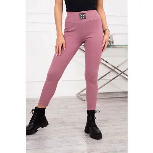 Kesi Ribbed high-waisted leggings of dark pink color