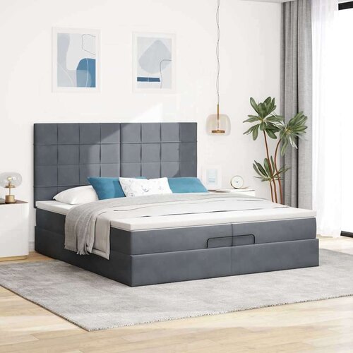 VidaXL okvir kreveta s madracima tamnosivi 200x200cm bar&amp;scaron;unasti Slike