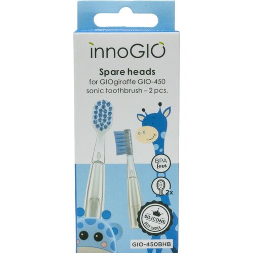 innoGIO GIOGiraffe Spare Heads for Sonic Toothbrush nadomestne glave za sonično baterijsko zobno ščetko za otroke Blue 2 kos Cene
